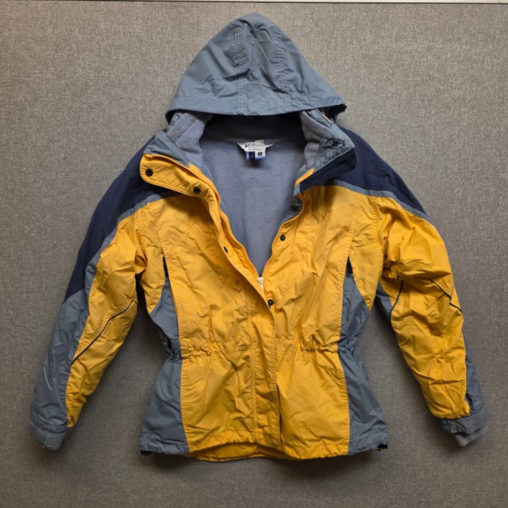 Columbia Womens M Yellow Blue 3-in-1 Interchange Jacket Fleece Gorpcore Ski